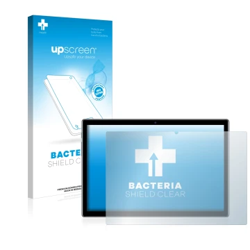 Parte frontale di una confezione del prodotto con il logo del marchio upscreen. Accanto è raffigurato il dispositivo Teclast P