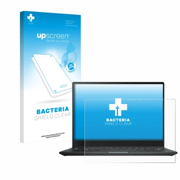 Parte frontale di una confezione del prodotto con il logo del marchio upscreen. Accanto è raffigurato il dispositivo ASUS Rog 