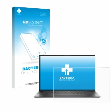 Parte frontale di una confezione del prodotto con il logo del marchio upscreen. Accanto è raffigurato il dispositivo Dell Prec