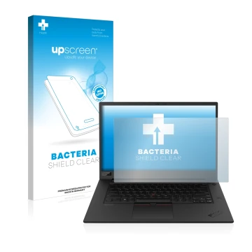 Parte frontale di una confezione del prodotto con il logo del marchio upscreen. Accanto è raffigurato il dispositivo Lenovo Th