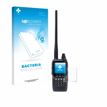 Parte frontale di una confezione del prodotto con il logo del marchio upscreen. Accanto è raffigurato il dispositivo Yaesu FTA