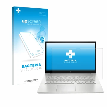 Parte frontale di una confezione del prodotto con il logo del marchio upscreen. Accanto è raffigurato il dispositivo HP Envy 1