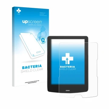 Parte frontale di una confezione del prodotto con il logo del marchio upscreen. Accanto è raffigurato il dispositivo inkBOOK C