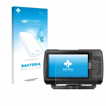 Parte frontale di una confezione del prodotto con il logo del marchio upscreen. Accanto è raffigurato il dispositivo Garmin St