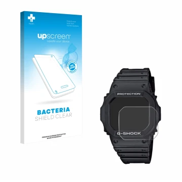 Parte frontale di una confezione del prodotto con il logo del marchio upscreen. Accanto è raffigurato il dispositivo Casio G-S