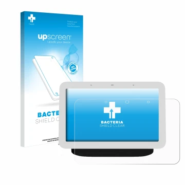 Parte frontale di una confezione del prodotto con il logo del marchio upscreen. Accanto è raffigurato il dispositivo Google Ne