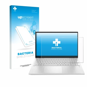 Parte frontale di una confezione del prodotto con il logo del marchio upscreen. Accanto è raffigurato il dispositivo HP Pavili