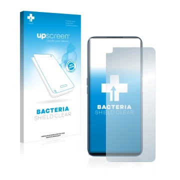 Parte frontale di una confezione del prodotto con il logo del marchio upscreen. Accanto è raffigurato il dispositivo realme 8 