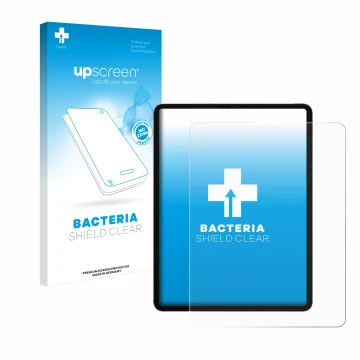 Parte frontale di una confezione del prodotto con il logo del marchio upscreen. Accanto è raffigurato il dispositivo Apple iPa