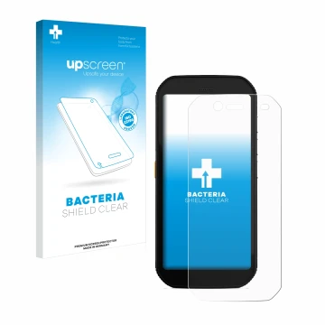 Parte frontale di una confezione del prodotto con il logo del marchio upscreen. Accanto è raffigurato il dispositivo Caterpill