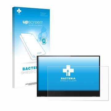 Parte frontale di una confezione del prodotto con il logo del marchio upscreen. Accanto è raffigurato il dispositivo Lenovo Th