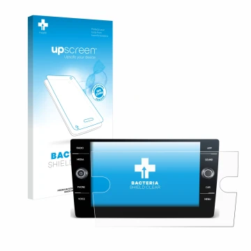 Parte frontale di una confezione del prodotto con il logo del marchio upscreen. Accanto è raffigurato il dispositivo Volkswage