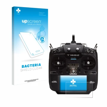 Parte frontale di una confezione del prodotto con il logo del marchio upscreen. Accanto è raffigurato il dispositivo Robbe Fut