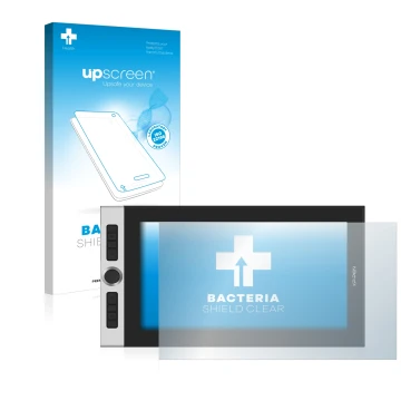 Parte frontale di una confezione del prodotto con il logo del marchio upscreen. Accanto è raffigurato il dispositivo XP-Pen In