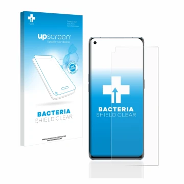 Parte frontale di una confezione del prodotto con il logo del marchio upscreen. Accanto è raffigurato il dispositivo Oppo Reno
