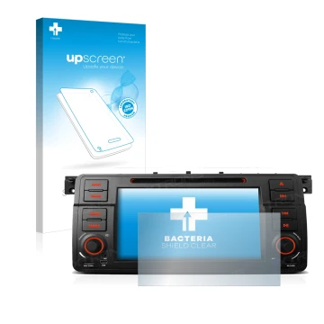 Parte frontale di una confezione del prodotto con il logo del marchio upscreen. Accanto è raffigurato il dispositivo Xtrons PQ