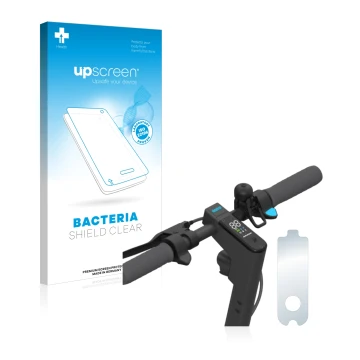 Parte frontale di una confezione del prodotto con il logo del marchio upscreen. Accanto è raffigurato il dispositivo Segway Ni