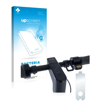 Parte frontale di una confezione del prodotto con il logo del marchio upscreen. Accanto è raffigurato il dispositivo Segway Ni