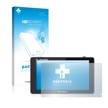 Parte frontale di una confezione del prodotto con il logo del marchio upscreen. Accanto è raffigurato il dispositivo Feelworld