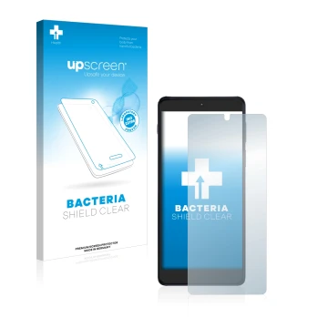 Parte frontale di una confezione del prodotto con il logo del marchio upscreen. Accanto è raffigurato il dispositivo Motorola 