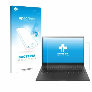Parte frontale di una confezione del prodotto con il logo del marchio upscreen. Accanto è raffigurato il dispositivo LG gram 1