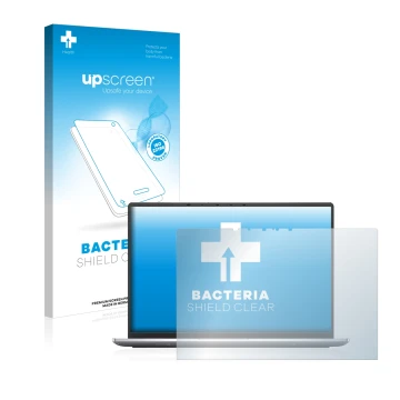 Parte frontale di una confezione del prodotto con il logo del marchio upscreen. Accanto è raffigurato il dispositivo Dell Lati