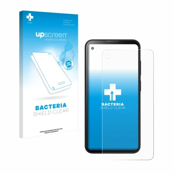 Parte frontale di una confezione del prodotto con il logo del marchio upscreen. Accanto è raffigurato il dispositivo Blackview