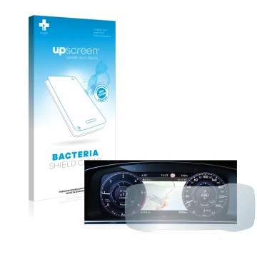 Parte frontale di una confezione del prodotto con il logo del marchio upscreen. Accanto è raffigurato il dispositivo Volkswage