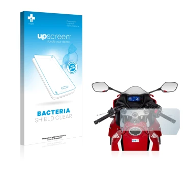 Parte frontale di una confezione del prodotto con il logo del marchio upscreen. Accanto è raffigurato il dispositivo Honda CBR