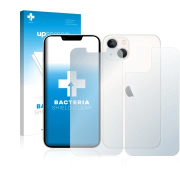Parte frontale di una confezione del prodotto con il logo del marchio upscreen. Accanto è raffigurato il dispositivo Apple iPh