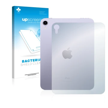 Parte frontale di una confezione del prodotto con il logo del marchio upscreen. Accanto è raffigurato il dispositivo Apple iPa