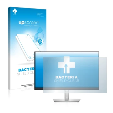 Parte frontale di una confezione del prodotto con il logo del marchio upscreen. Accanto è raffigurato il dispositivo Dell P242