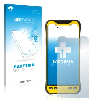 Parte frontale di una confezione del prodotto con il logo del marchio upscreen. Accanto è raffigurato il dispositivo Trimble T