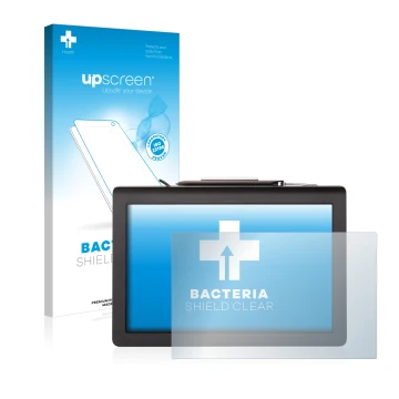 Parte frontale di una confezione del prodotto con il logo del marchio upscreen. Accanto è raffigurato il dispositivo Signotec 