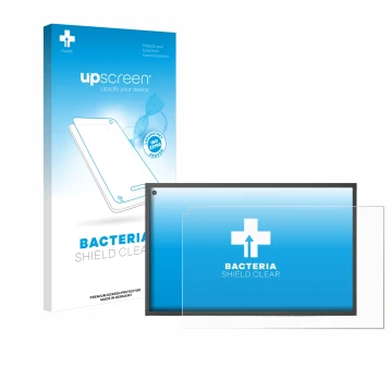 Parte frontale di una confezione del prodotto con il logo del marchio upscreen. Accanto è raffigurato il dispositivo Amazon Ec