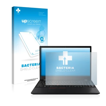 Parte frontale di una confezione del prodotto con il logo del marchio upscreen. Accanto è raffigurato il dispositivo Lenovo Th
