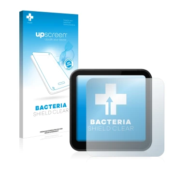 Parte frontale di una confezione del prodotto con il logo del marchio upscreen. Accanto è raffigurato il dispositivo DJI Actio