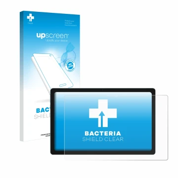 Parte frontale di una confezione del prodotto con il logo del marchio upscreen. Accanto è raffigurato il dispositivo Blackview