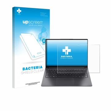 Parte frontale di una confezione del prodotto con il logo del marchio upscreen. Accanto è raffigurato il dispositivo Lenovo Yo