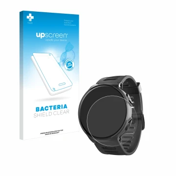 Parte frontale di una confezione del prodotto con il logo del marchio upscreen. Accanto è raffigurato il dispositivo Kiprun 50
