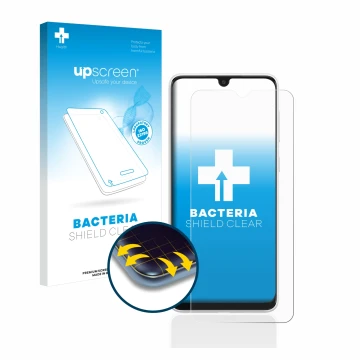 Parte frontale di una confezione del prodotto con il logo del marchio upscreen. Accanto è raffigurato il dispositivo Samsung G