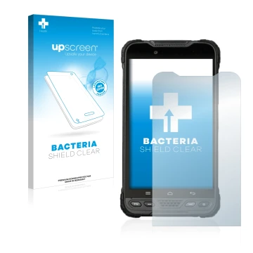 Parte frontale di una confezione del prodotto con il logo del marchio upscreen. Accanto è raffigurato il dispositivo UniStrong