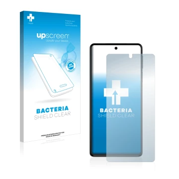 Parte frontale di una confezione del prodotto con il logo del marchio upscreen. Accanto è raffigurato il dispositivo Motorola 