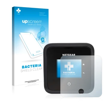 Parte frontale di una confezione del prodotto con il logo del marchio upscreen. Accanto è raffigurato il dispositivo Netgear N