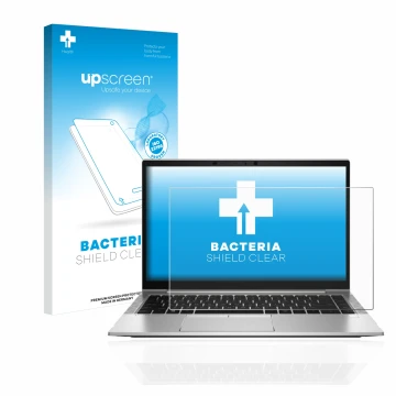 Parte frontale di una confezione del prodotto con il logo del marchio upscreen. Accanto è raffigurato il dispositivo HP EliteB