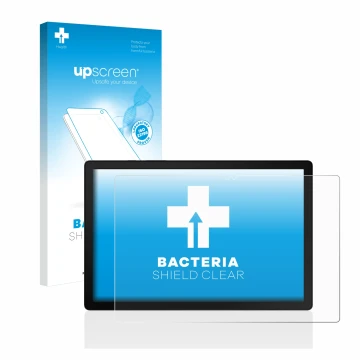 Parte frontale di una confezione del prodotto con il logo del marchio upscreen. Accanto è raffigurato il dispositivo Samsung G