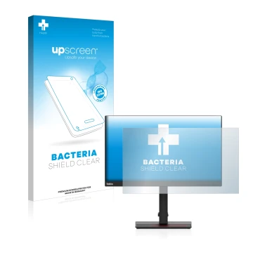 Parte frontale di una confezione del prodotto con il logo del marchio upscreen. Accanto è raffigurato il dispositivo Lenovo Th