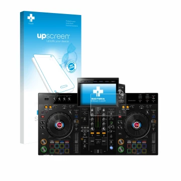 Parte frontale di una confezione del prodotto con il logo del marchio upscreen. Accanto è raffigurato il dispositivo Pioneer X