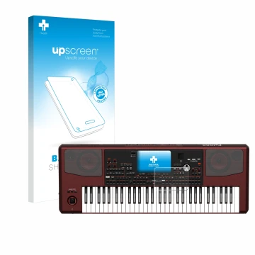 Parte frontale di una confezione del prodotto con il logo del marchio upscreen. Accanto è raffigurato il dispositivo KORG Pa10