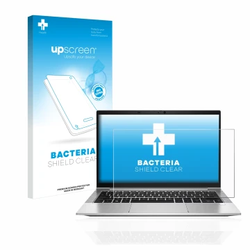 Parte frontale di una confezione del prodotto con il logo del marchio upscreen. Accanto è raffigurato il dispositivo HP EliteB